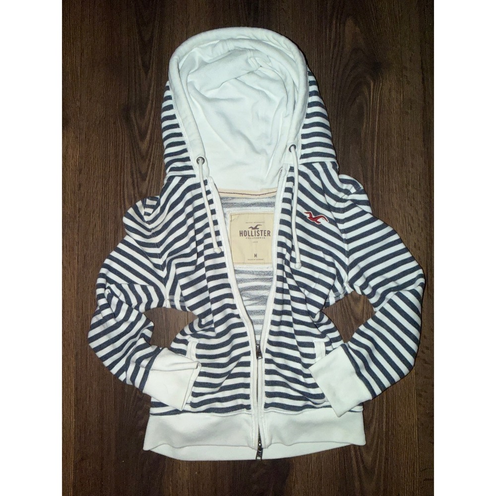 Y2K 2000s Hollister Stripped Zip Up Jacket Size Medium